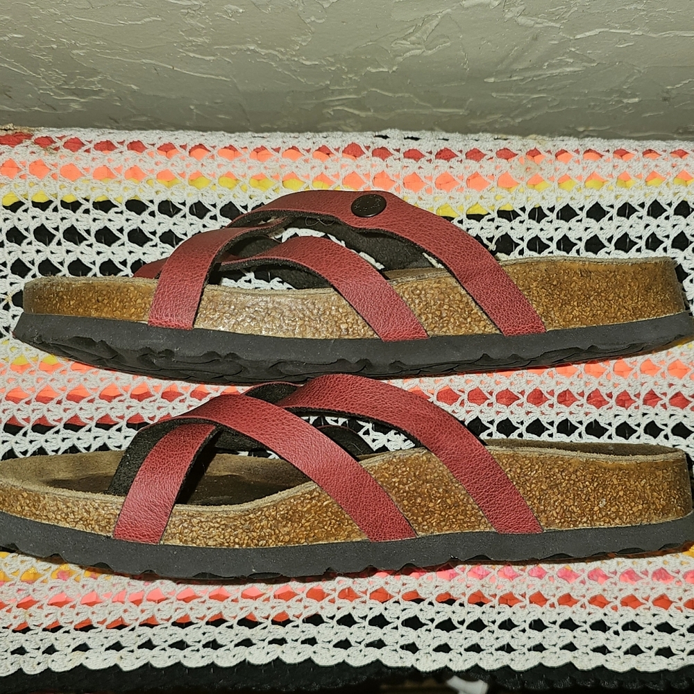 Birkenstock Betula Vinja Red Soft Cork Footbed Leather Strappy Sandals Shoes 39 - Picture 5 of 16